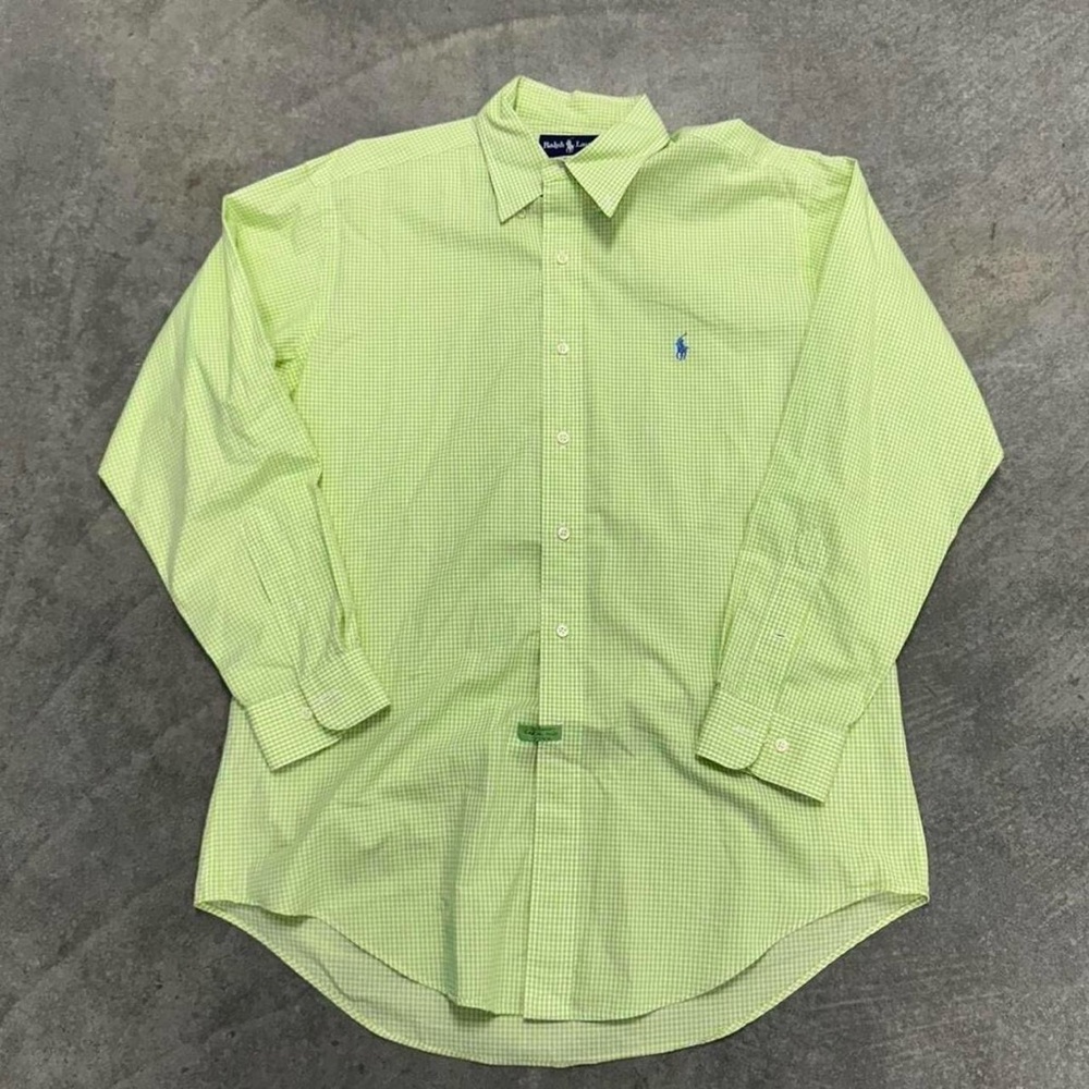 Ralph Lauren Men's Lime Checkered Dress Shirt